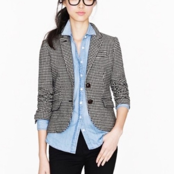 J. Crew Wool Blend Houndstooth Print Blazer